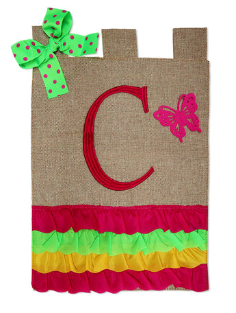 Spring Ruffles C Burlap - Bugs & Frogs Garden Friends Vertical Applique Decorative Flags HGE80463 Imported