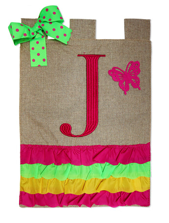 Spring Ruffles J Burlap - Bugs & Frogs Garden Friends Vertical Applique Decorative Flags HGE80468 Imported