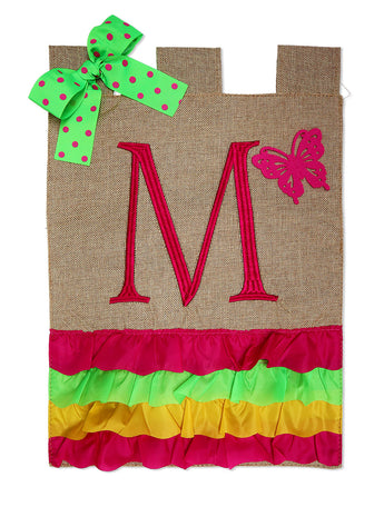 Spring Ruffles M Burlap - Bugs & Frogs Garden Friends Vertical Applique Decorative Flags HGE80473 Imported