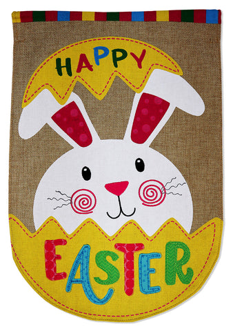 Happy Easter Burlap - Easter Spring Vertical Applique Decorative Flags HGE80534 Imported