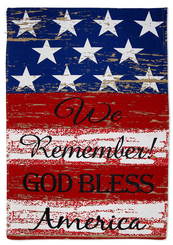 God Bless America Burlap - Patriotic Americana Vertical Applique Decorative Flags HGE80500 Imported