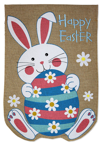 Happy Easter Burlap - Easter Spring Vertical Applique Decorative Flags HGE80505 Imported