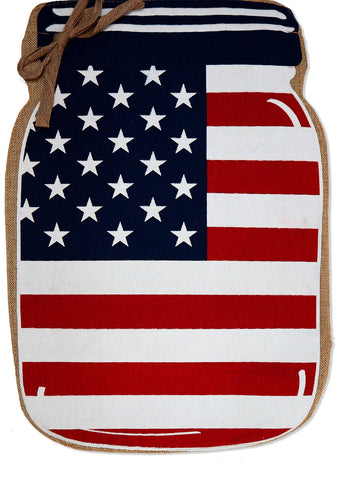 USA Jar Burlap - Patriotic Americana Vertical Applique Decorative Flags HGE80509 Imported