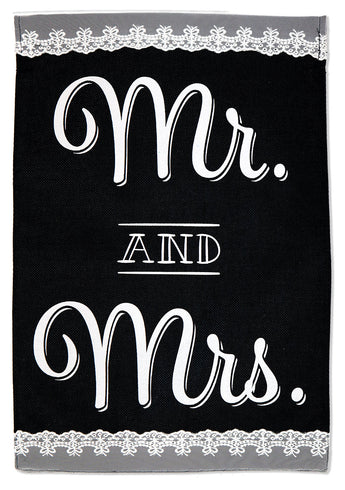 Mr And Mrs Burlap - Family Special Occasion Vertical Applique Decorative Flags HGE80518 Imported