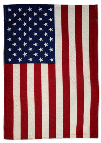 USA Flag Burlap - Patriotic Americana Vertical Applique Decorative Flags HGE80524 Imported