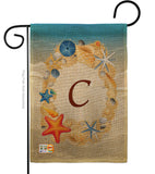 Summer C Initial - Beach Coastal Vertical Impressions Decorative Flags HG130159 Made In USA