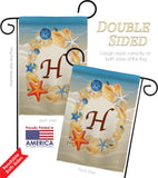 Summer H Initial - Beach Coastal Vertical Impressions Decorative Flags HG130164 Made In USA