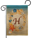 Summer H Initial - Beach Coastal Vertical Impressions Decorative Flags HG130164 Made In USA