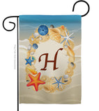 Summer H Initial - Beach Coastal Vertical Impressions Decorative Flags HG130164 Made In USA