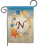 Summer N Initial - Beach Coastal Vertical Impressions Decorative Flags HG130170 Made In USA