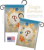 Summer P Initial - Beach Coastal Vertical Impressions Decorative Flags HG130172 Made In USA