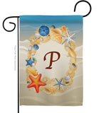 Summer P Initial - Beach Coastal Vertical Impressions Decorative Flags HG130172 Made In USA