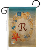 Summer R Initial - Beach Coastal Vertical Impressions Decorative Flags HG130174 Made In USA