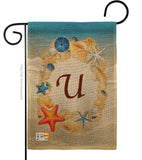 Summer U Initial - Beach Coastal Vertical Impressions Decorative Flags HG130177 Made In USA