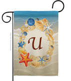 Summer U Initial - Beach Coastal Vertical Impressions Decorative Flags HG130177 Made In USA