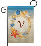 Summer V Initial - Beach Coastal Vertical Impressions Decorative Flags HG130178 Made In USA