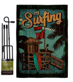 Surfing Time - Beach Coastal Vertical Impressions Decorative Flags HG106092 Made In USA