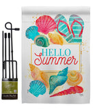 Hello Beach Time - Beach Coastal Vertical Impressions Decorative Flags HG106108 Made In USA