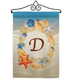 Summer D Initial - Beach Coastal Vertical Impressions Decorative Flags HG130160 Made In USA