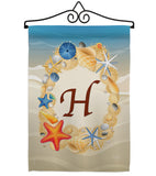 Summer H Initial - Beach Coastal Vertical Impressions Decorative Flags HG130164 Made In USA