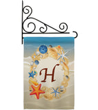 Summer H Initial - Beach Coastal Vertical Impressions Decorative Flags HG130164 Made In USA