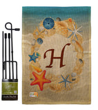 Summer H Initial - Beach Coastal Vertical Impressions Decorative Flags HG130164 Made In USA