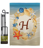 Summer H Initial - Beach Coastal Vertical Impressions Decorative Flags HG130164 Made In USA