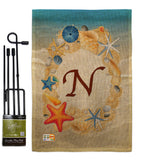 Summer N Initial - Beach Coastal Vertical Impressions Decorative Flags HG130170 Made In USA