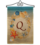 Summer Q Initial - Beach Coastal Vertical Impressions Decorative Flags HG130173 Made In USA