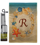 Summer R Initial - Beach Coastal Vertical Impressions Decorative Flags HG130174 Made In USA