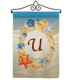 Summer U Initial - Beach Coastal Vertical Impressions Decorative Flags HG130177 Made In USA