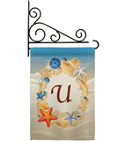 Summer U Initial - Beach Coastal Vertical Impressions Decorative Flags HG130177 Made In USA