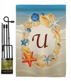 Summer U Initial - Beach Coastal Vertical Impressions Decorative Flags HG130177 Made In USA