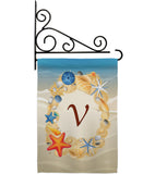 Summer V Initial - Beach Coastal Vertical Impressions Decorative Flags HG130178 Made In USA