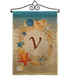 Summer V Initial - Beach Coastal Vertical Impressions Decorative Flags HG130178 Made In USA