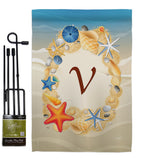Summer V Initial - Beach Coastal Vertical Impressions Decorative Flags HG130178 Made In USA