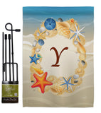 Summer Y Initial - Beach Coastal Vertical Impressions Decorative Flags HG130181 Made In USA