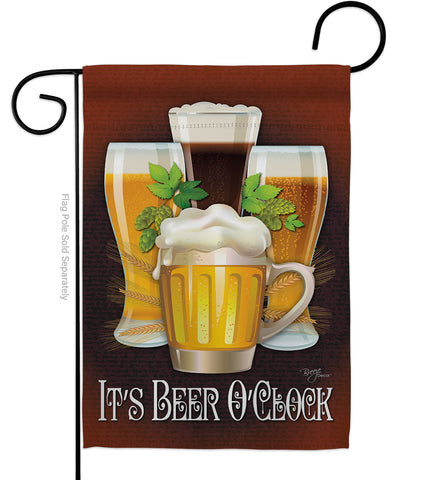 It's Beer O'Clock - Beverages Happy Hour & Drinks Vertical Impressions Decorative Flags HG117028 Made In USA