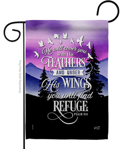 He Will Cover You With His Feather - Faith Religious Inspirational Vertical Impressions Decorative Flags HG130341 Made In USA