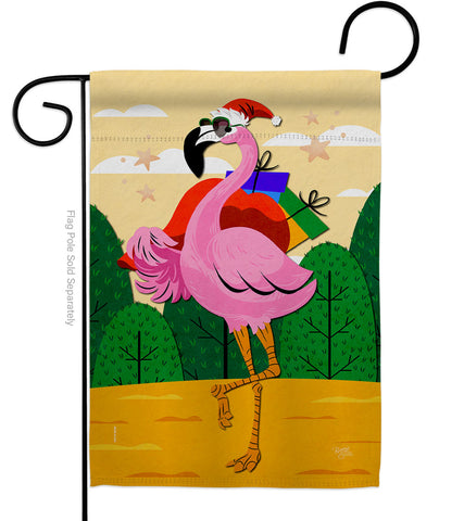 Cool Christmas Flamingo - Birds Nature Vertical Impressions Decorative Flags HG120059 Made In USA