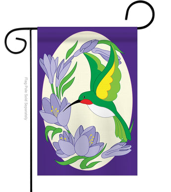 The Hummingbird - Birds Garden Friends Vertical Applique Decorative Flags HG105023