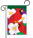 Twin Cardinals - Birds Garden Friends Vertical Applique Decorative Flags HG105026