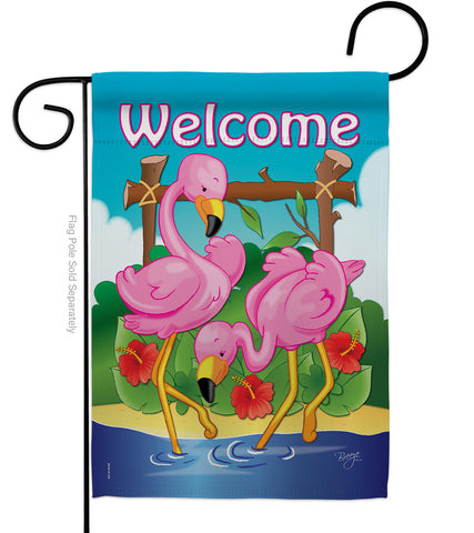 Flamingos - Birds Garden Friends Vertical Impressions Decorative Flags HG105029 Made In USA