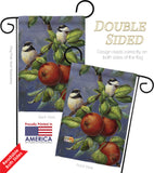 Chickadees & Apples - Birds Garden Friends Vertical Impressions Decorative Flags HG105034 Made In USA