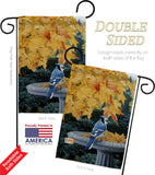 Autumn Birdbath - Birds Garden Friends Vertical Impressions Decorative Flags HG105036 Made In USA