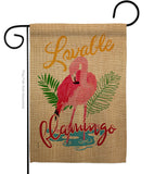 Lovable Flamingo - Birds Garden Friends Vertical Impressions Decorative Flags HG105060 Made In USA