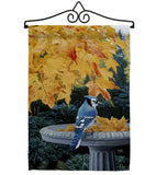 Autumn Birdbath - Birds Garden Friends Vertical Impressions Decorative Flags HG105036 Made In USA