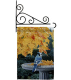 Autumn Birdbath - Birds Garden Friends Vertical Impressions Decorative Flags HG105036 Made In USA