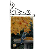 Autumn Birdbath - Birds Garden Friends Vertical Impressions Decorative Flags HG105036 Made In USA