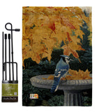 Autumn Birdbath - Birds Garden Friends Vertical Impressions Decorative Flags HG105036 Made In USA